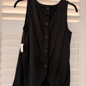 LOFT Black Button-Back Blouse NWT